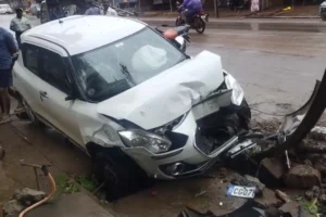 Damaged car after a road accident 1784788136